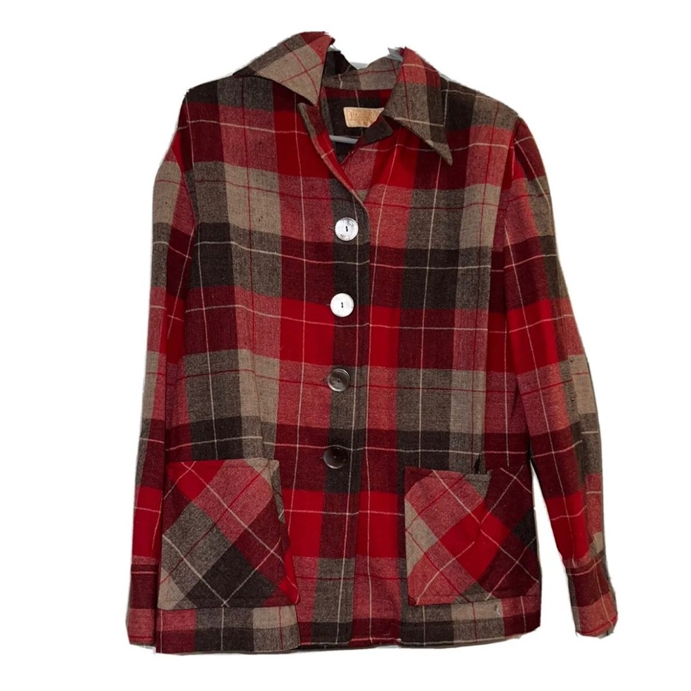 Pendleton Wool Flannel - w/ shoulder pads! (And a few holes) -great outer layer